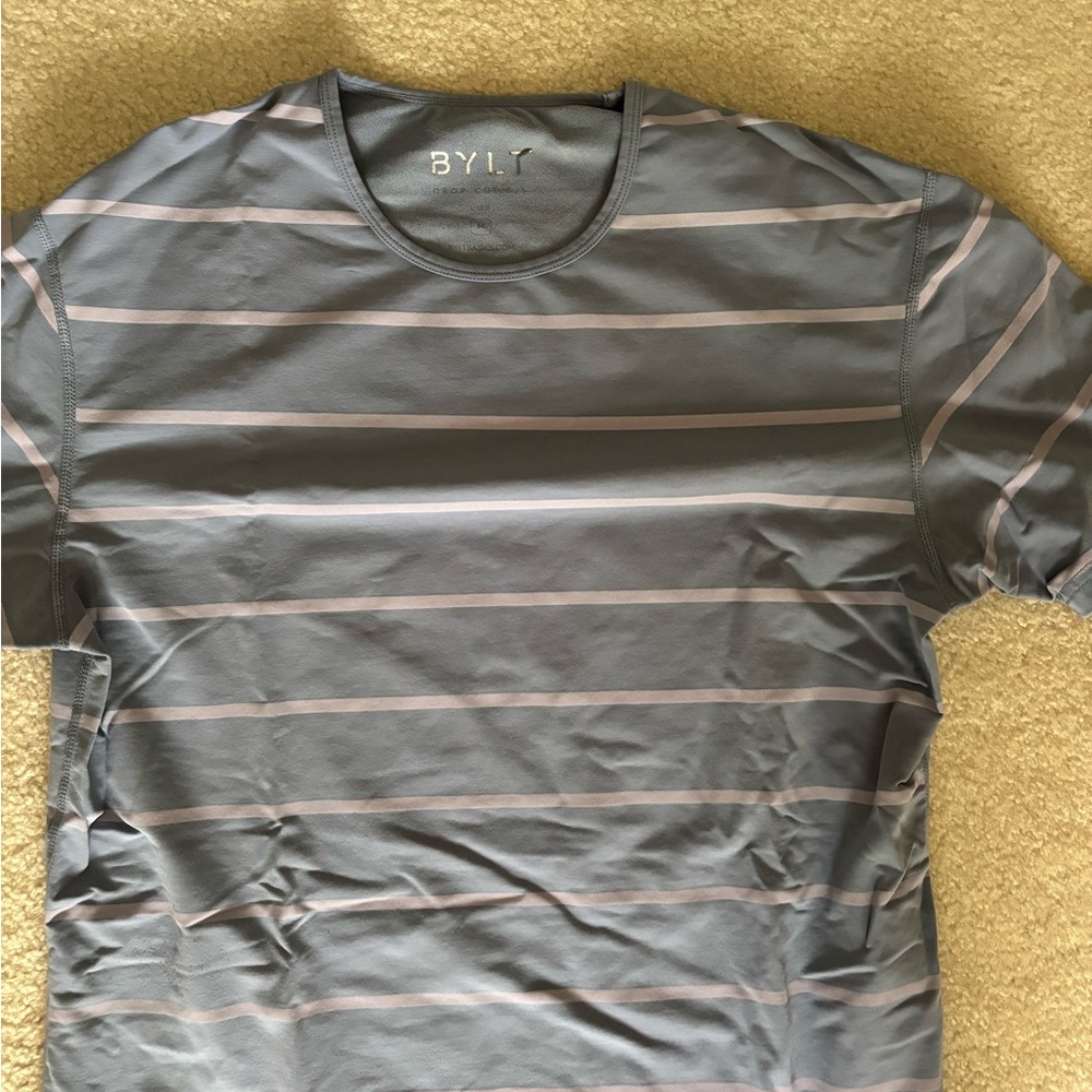 BYLT Drop Cut: Lux Médium Blue and Purple Striped Tee